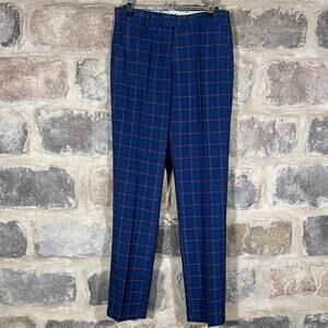 NWT Jeans Design Blue Tan‎ Plaid Dress Pants Men's 29 Trouser Work Office Pleat